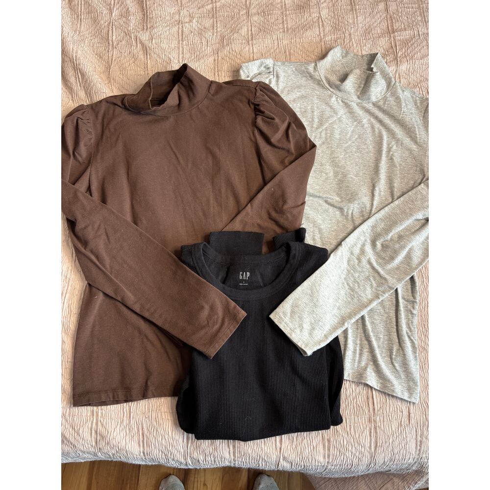 GAP Long Sleeve Top Bundle L Puff Sleeve‎ + Thermal 3 Piece Set